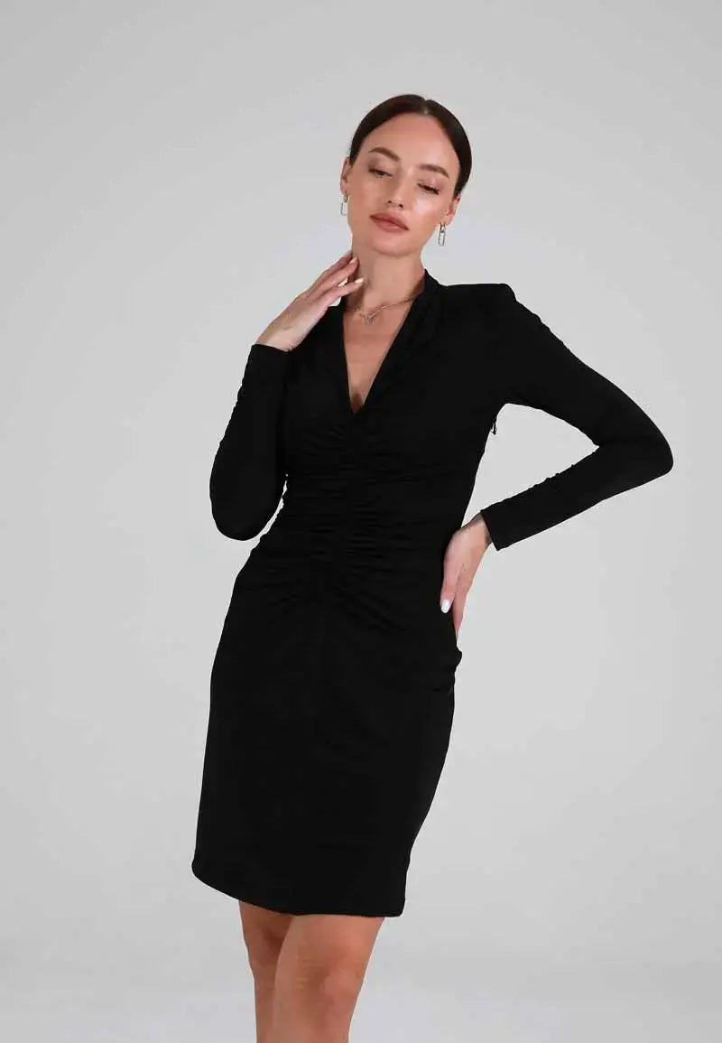 Women's V-Neck Twist Knot Bodycon Dress Elegant