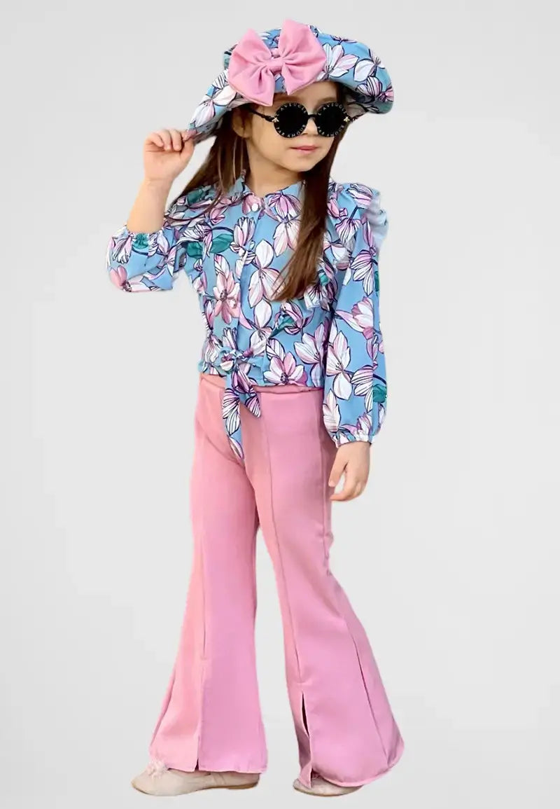 Girls' shirt, pants and hat set