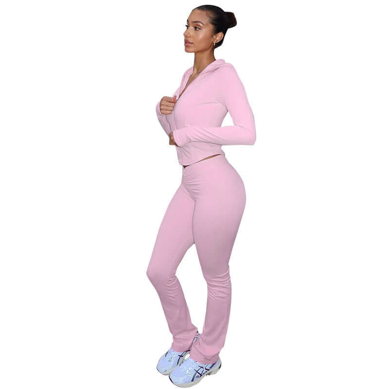 Women's Line Lapel Zipper Hooded Suits