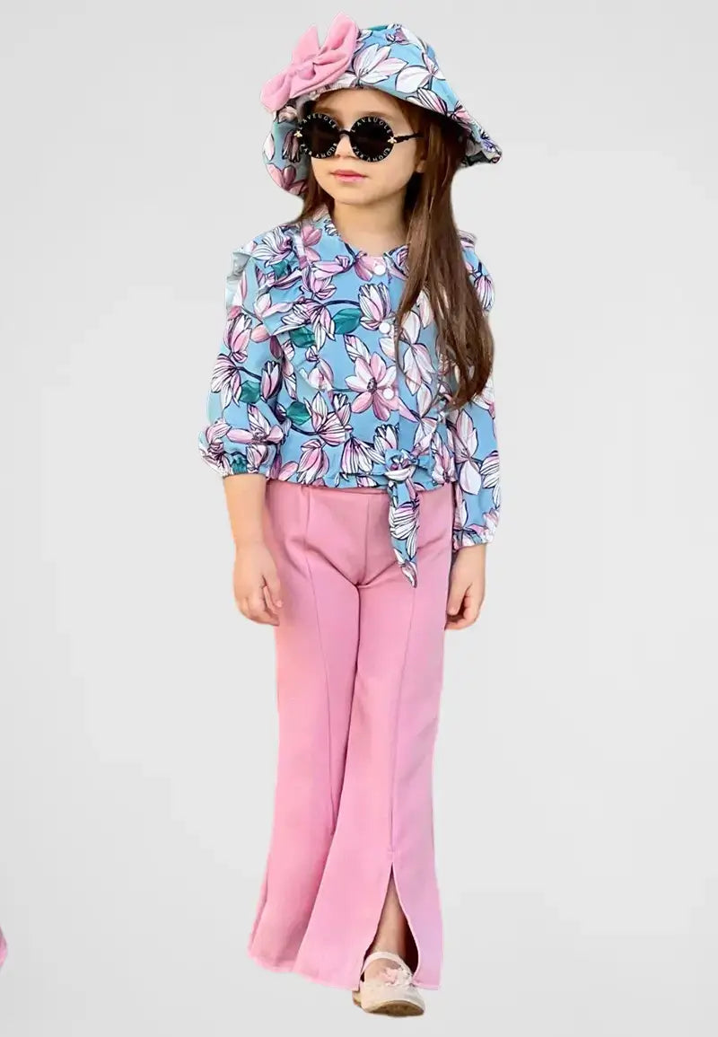 Girls' shirt, pants and hat set