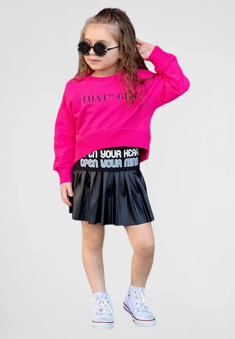 Girls 3 piece set shirt, skirt and blouse