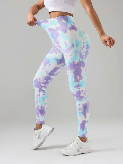 Tie Dye Scrunch Butt Lifting Seamless Leggings For Women High Waist Yoga Pants, Tummy Control Running Workout Tight