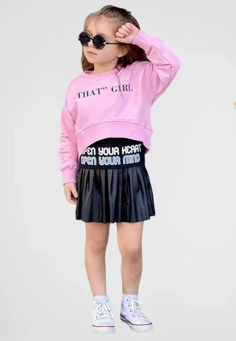Girls 3 piece set shirt, skirt and blouse