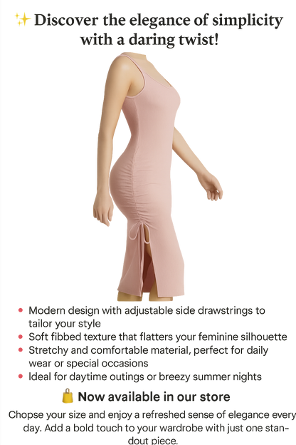 Ribbed evening dress with side corset