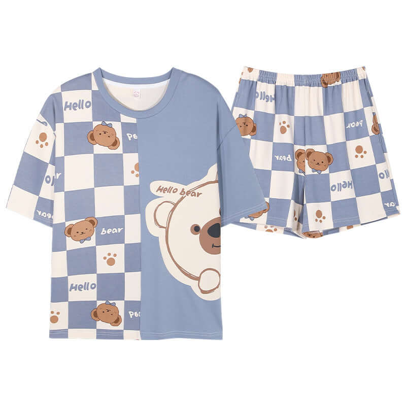 Pure Cotton Couple Pajamas Summer Short Sleeve Shorts