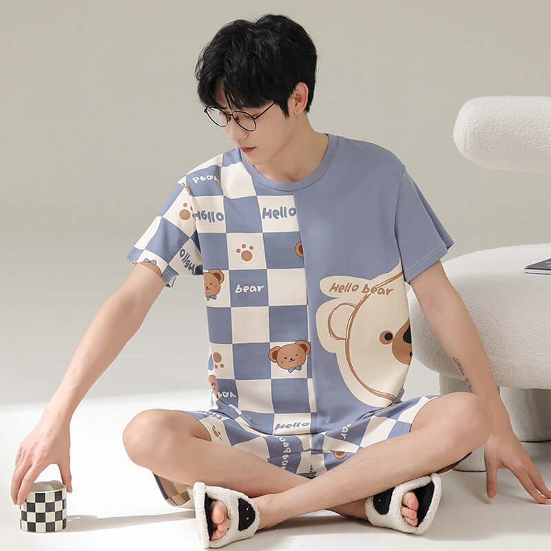 Pure Cotton Couple Pajamas Summer Short Sleeve Shorts