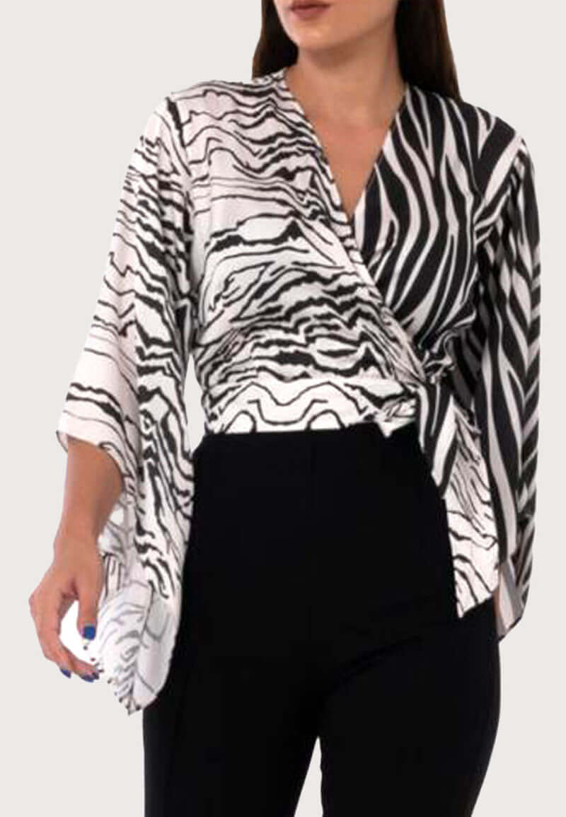Women's Zebra Striped Satin Shirt