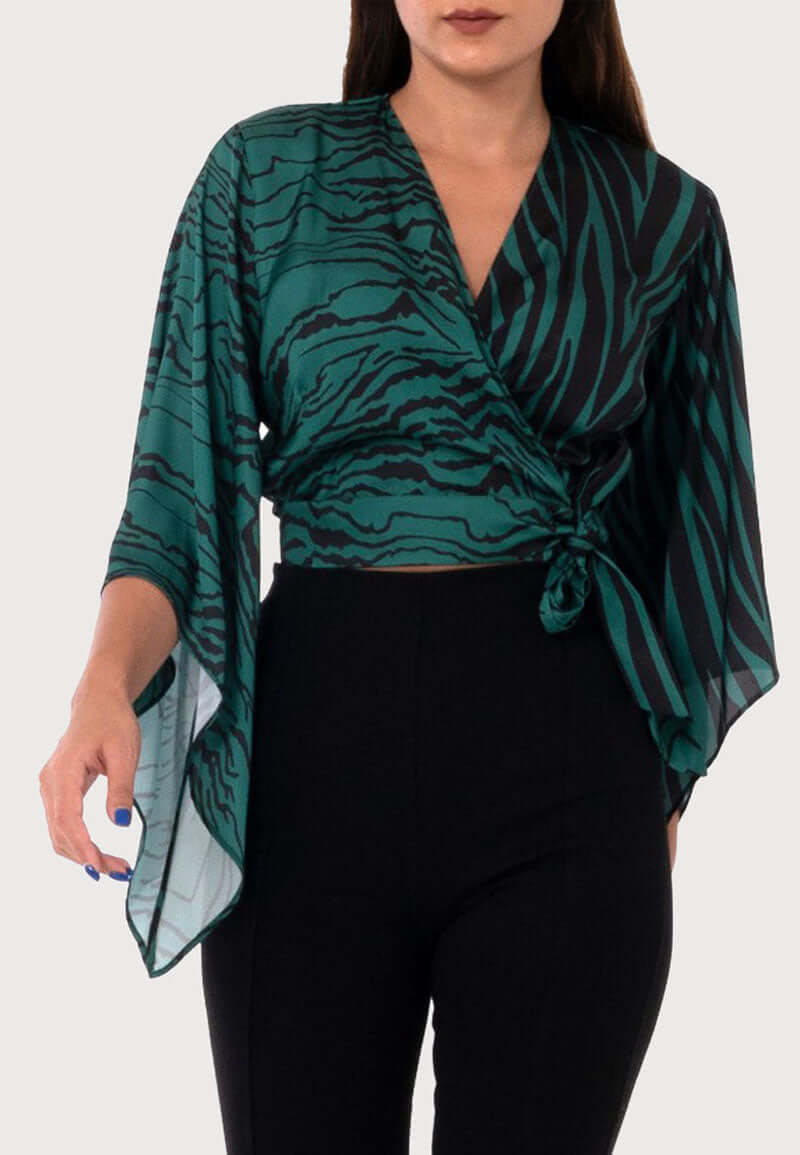 Women's Zebra Striped Satin Shirt