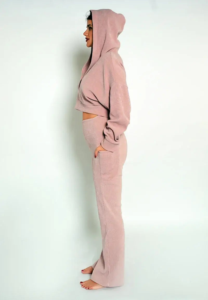 Women's Pajama Set Short Top with Pants in Pink