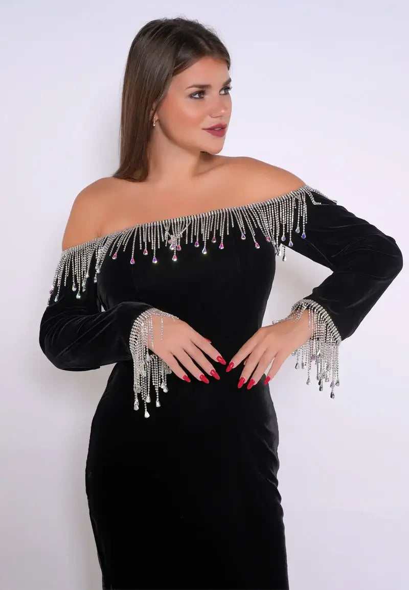Black velvet dress