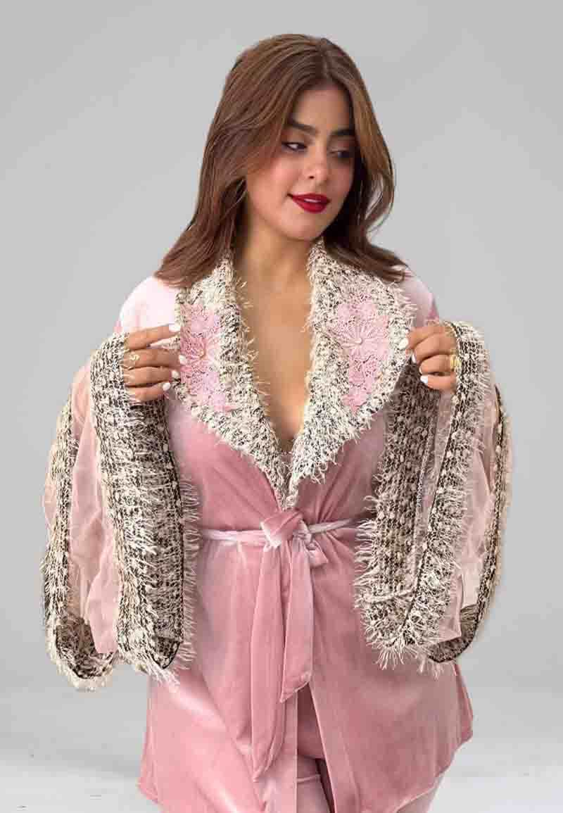 Women's velvet jacket and pants set