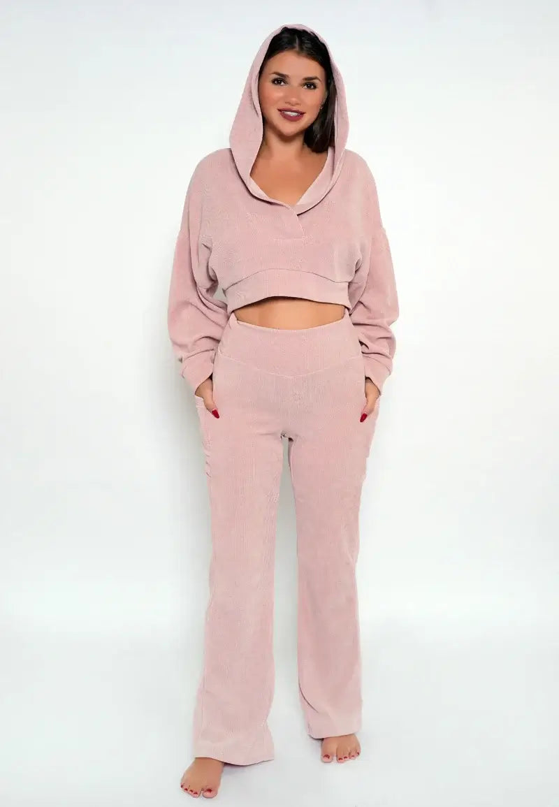 Women's Pajama Set Short Top with Pants in Pink