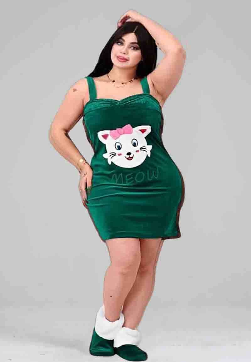 Women's Velvet Sleepwear with Short Dress, Pants and Socks