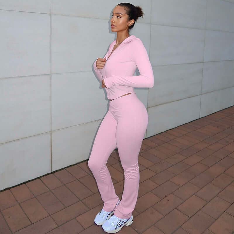 Women's Line Lapel Zipper Hooded Suits