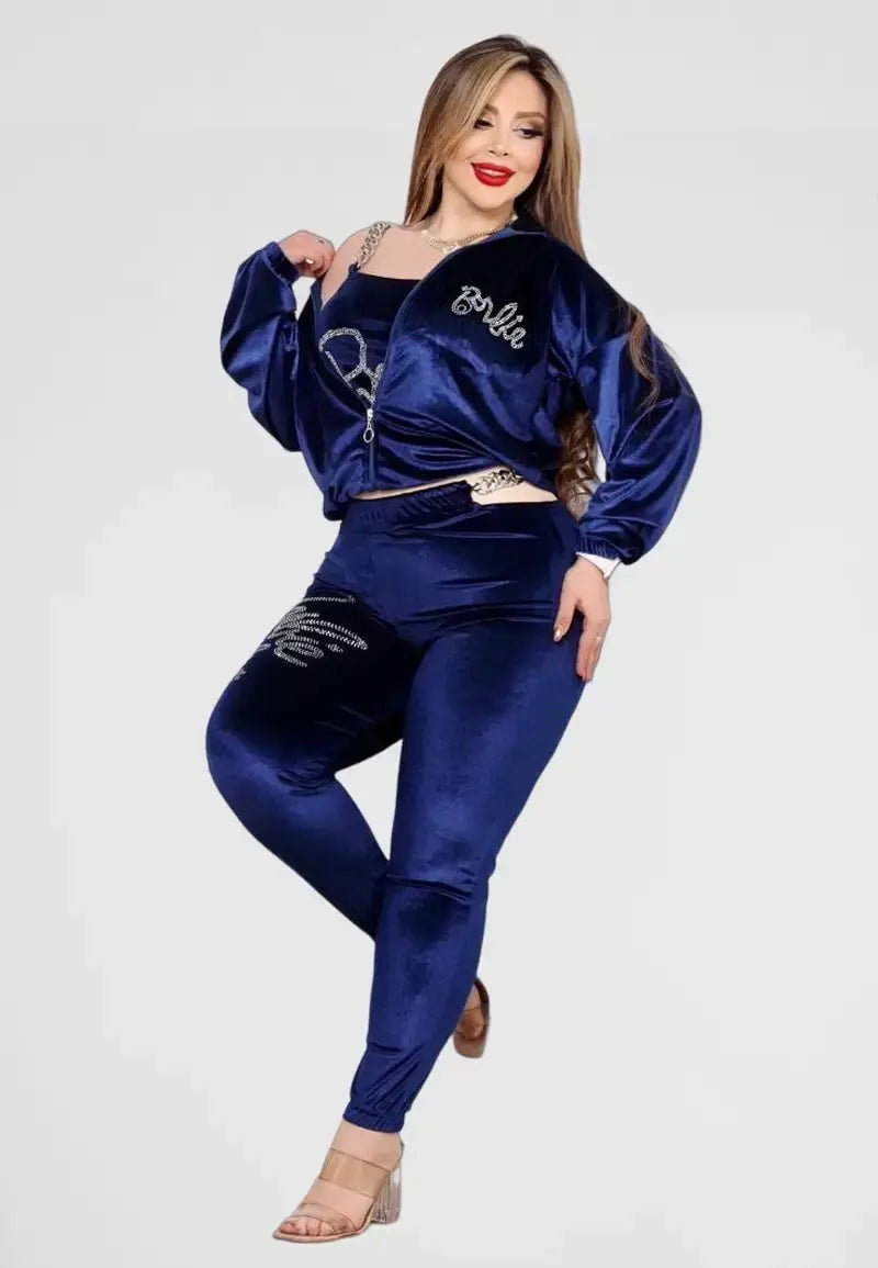 Women's 3-Piece Velvet Pajamas