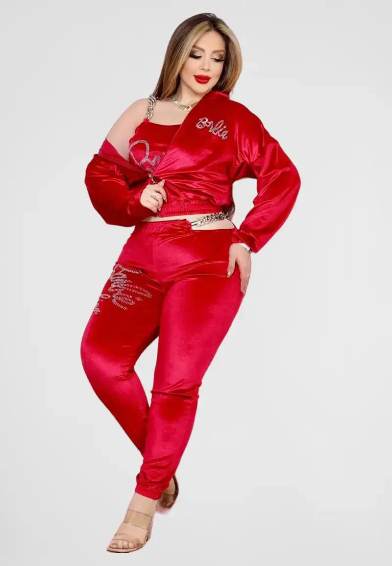 Women's 3-Piece Velvet Pajamas