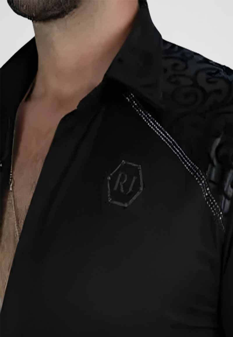Men's casual stylish black shirt with brand logo