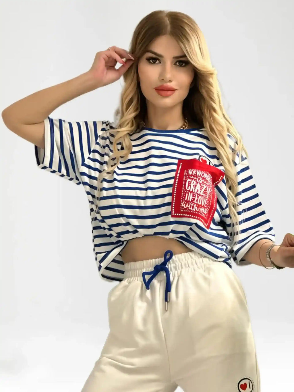 Women's Cotton Pajamas Cute Chest Print Crop Top