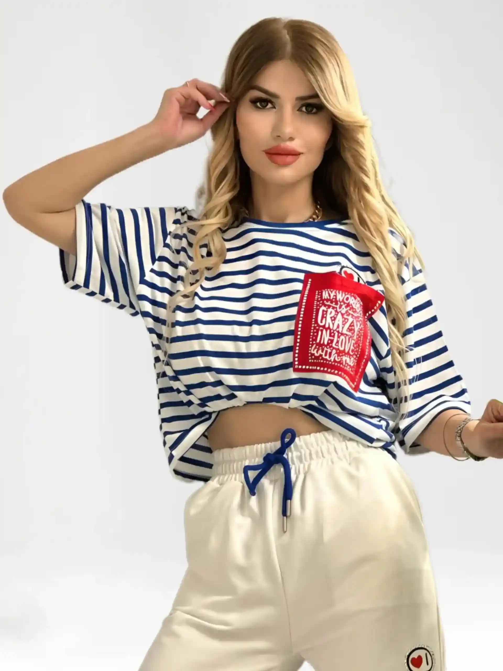 Women's Cotton Pajamas Cute Chest Print Crop Top