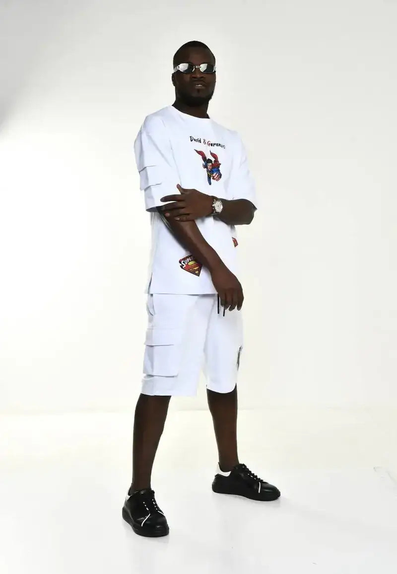 Shorts with oversized Superman print t-shirt