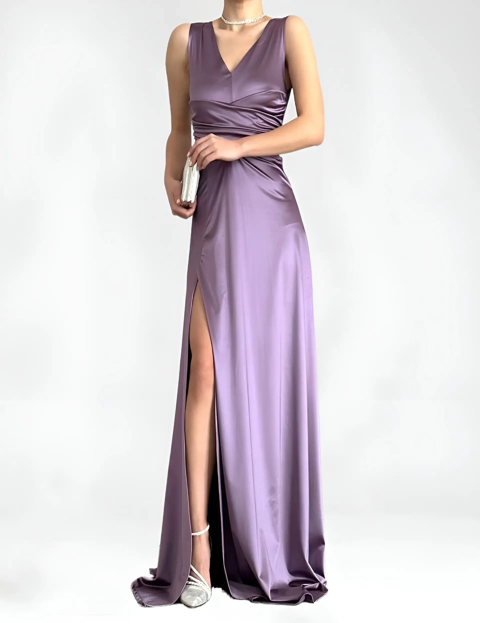 Women's Long Evening Dress with Leg Slit