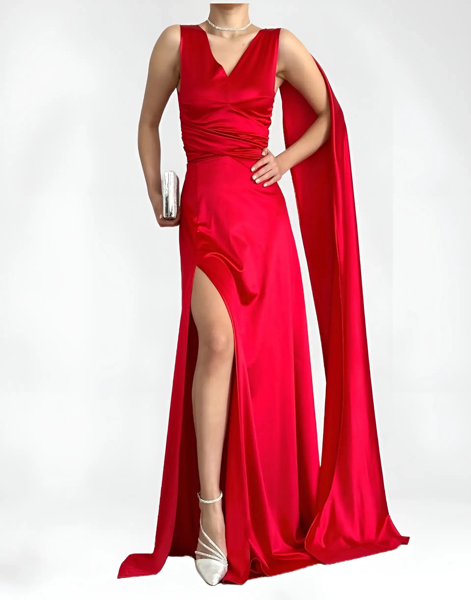 Women's Long Evening Dress with Leg Slit